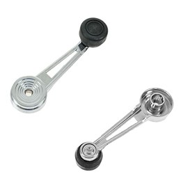 TRQ Driver & Passenger Side Window Crank Handle Set Chrome & Black Compatible with 1980-1986 Ford Bronco 1973-1977 F-100 1975-1977 F-150 F-250 F-350