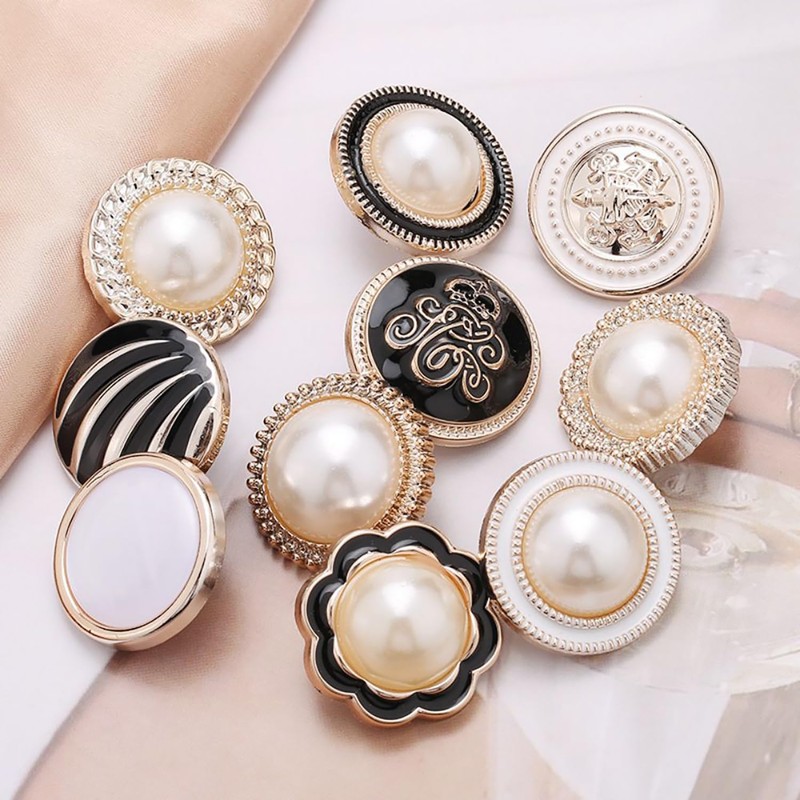 10 PCS Gold White Pearl Buttons Fastener - Versatile Sewing