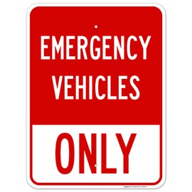 Sigo Signs, Emergency Vehicles Only Sign, (SI-67078) 18x24 Inches, Rust Free .063 Aluminum, Fade Resistant, Made in USA