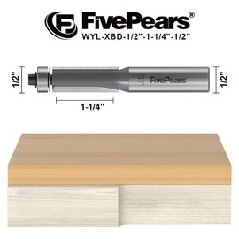 FivePears Flush Trim Router Bits 1/2 Inch Shank, 1/2 Inch Cutting Diameter, 1-1/4 Inch Cutting Length, Bottom Bearing Flush Straight Cut Trim Router Bit for Woodworking.