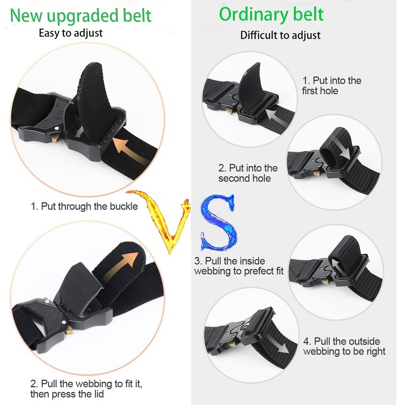 YiwerDer Nylon Belts for Men, Military Hiking Rigger 1.5" Work
