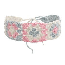 ZLYC Women Floral Headband Handmade Crochet Knit Vintage Hair Bands (Floral Pink)