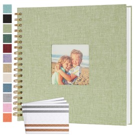 Scrapbook Photo Album 10x10 Inches 80 Pages Hardcover Kraft Paper Linen Cover Scrap Book Memory Book DIY Scrapbook Albums for Wedding Baby Boyfriend Travel Anniversary Family, GreenGrass