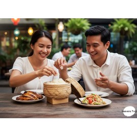 Heavens Tvcz Handmade Bamboo Sticky Rice Serving Basket with Lid & Stand – Traditional Thai/Lao Kitchenware – Natural Food Container.