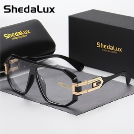 ShedaLux Mother's Day Gift ShedaLux Unisex Metal Oversized Fashion Cool glasses - Color: Black Transparent