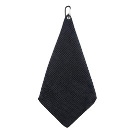 Premium Golf Towel with Carabiner Clip Absorbent Microfiber Waffle Pattern Golf Towel for Cleaning Golf Ball Club Putter Iron for Golf Bag Trolly Belt Loop (Black)