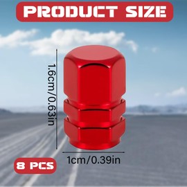 8Pcs Aluminum Tire Valve Caps, Car Tyre Valve Caps, Universal Tyre Dust Caps for Car Tyres for Motorcycle Cars (Red)