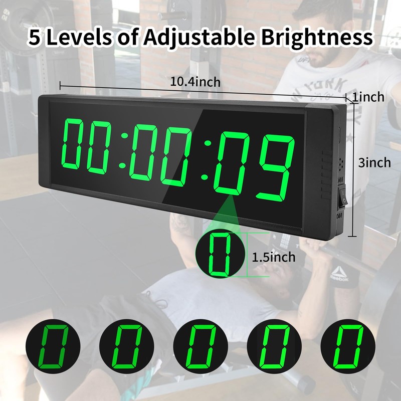 Gym Timer Portable Gym Clock with Start/Stop Button, Interval Timers