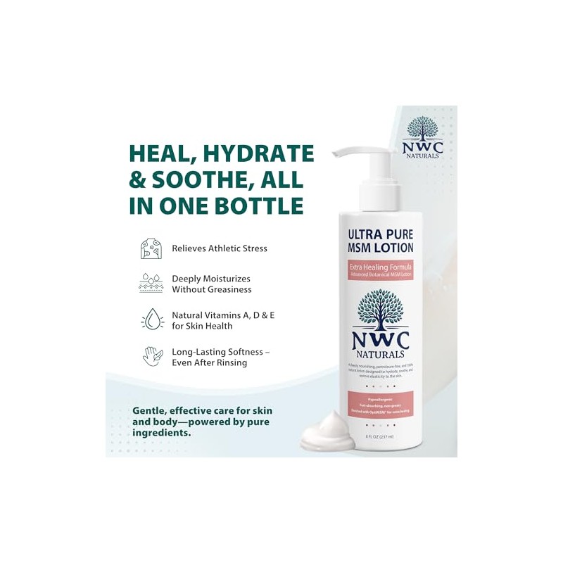 NWC Naturals Ultra Pure Extra-Healing MSM Lotion, 8 Fluid Ounce