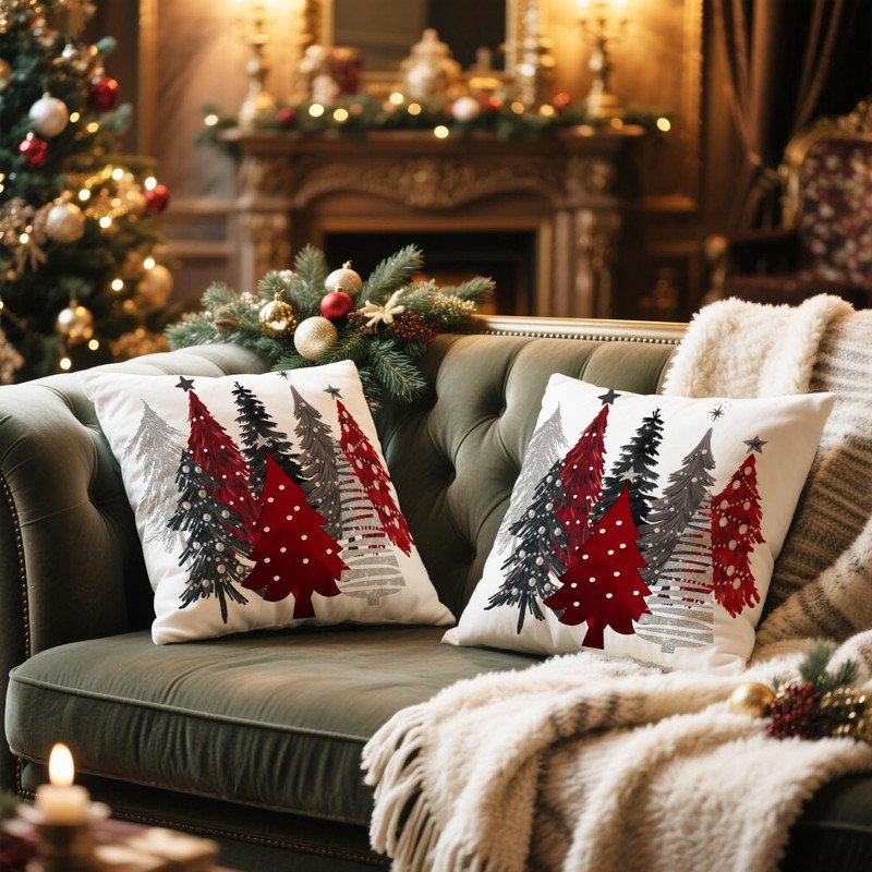 Artmag Christmas Tree Pillow Covers 16x16 Inch Set of 2,