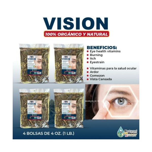 Natural de Mexico USA Vision Compuesto Herbal 1 lb. 453gr. (4/4 oz.) Mejora la Vision Improves Clear