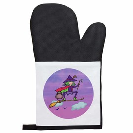 'Witch Riding Broomstick' Oven Glove/Mitt (OG00051705)