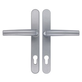 kj-vertrieb Premium Handle Set DHS 92 mm - Plate Width 32 mm, Colour: Dark Silver F9, Handle Type: Handle