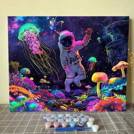 Paint by Numbers for Adults and Beginners Luminous Jellyfish Brave Astronaut Plants DIY Acrylic Watercolor Paint by Numbers for Adults Kids 16x20 Inch Painting on Canvas