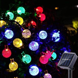 Solar String Lights Outdoor 100 Led 40 Feet Multi-Color Crystal Globe Lights with 8 Lighting Modes, Waterproof Solar Powered Patio Lights for Garden Yard Porch Wedding Party Decoration