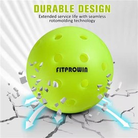FITPROWIN Pickleball Balls X-40 Outdoor Pickleballs 4 Pack 40 Holes Durable PE Material Pickle Balls, Seamless Construction, Perfectly Balanced, High Visibility & Bounce, Tournament Grade