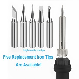 Treedix Electronic Soldering Iron Set, 60 W 220 V Soldering Iron with Temperature Adjustable, Mini Soldering Iron with EU Plug, 5 Pieces Soldering Tips with Soldering Iron Stand