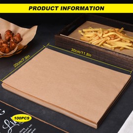 Parchment Paper Sheets for Baking, 100 Pcs Non Stick Baking Parchment Cooking Paper Sheet Pre Cut for Oven Air Fryer 8x12 inch