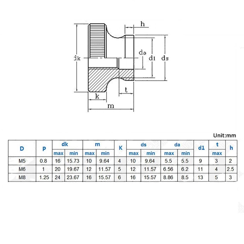 10PCS M6 Stainless Steel High Knurled Thumb Nuts Hand Grip