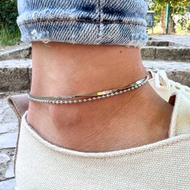 Made by Nami Stainless Steel Women's Anklet with Strong Lobster Clasp - in Trendy Snake Design - Women's Anklet Gold or Silver - Girls Foot Jewellery - Gift for Her, Stainless Steel