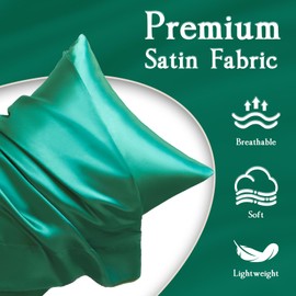 LIFCOM Satin Pillowcase for Hair and Skin,King Dark Green 20x40 Inches Set of 2，Similar to Silk,Silky Feel Satin Pillow Covers 2 Pack with Envelope Closure(20"×40", Dark Green)