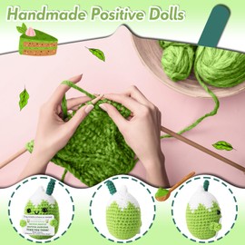 Crochet Matcha Plush with Positive Message, Birthday Gift for Women, Friend, Bestie, Coworker, Boss Lady, Emotional Support Office Home Decor Matcha Gift, Appreciation for Christmas Stocking Stuffer