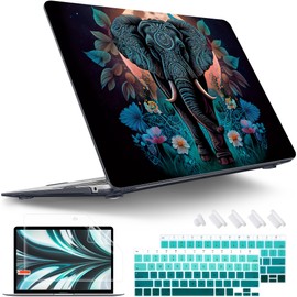 Tuiklol for MacBook Air 13 inch 2021-2018 Release M1 A2337/A2179/A1932 with Retina Display Touch ID,Hard Shell Case and Keyboard Cover for MacBook Air 13.3'' Cover,Cute Elephant