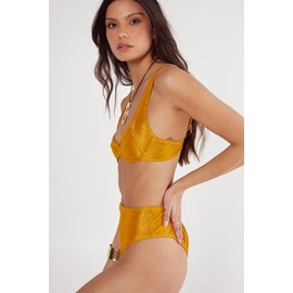 Nasty Gal Women's Standard Ribbed Textured Underwire Bikini Set, Mustard
