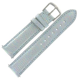 Hadley Roma16mm Light Blue Iridescent Genuine Java Lizard Watch Band Ladies