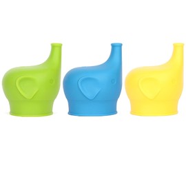 3 Pack Silicone Sippy Cup Lids, Stretches to Cover Kids Cups or Toddler Cups into Soft Spout Sippy Cups, Spill Proof Silicone Lids for Cups