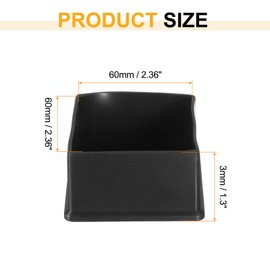 sourcing map Rubber Furniture Leg Caps, 4Pcs 60x60mm Rectangle Chair Leg Tips Caps, Furniture Foot End Caps Covers Floor Protectors for Table, Chair, Machinery Equipment Feet (Black)