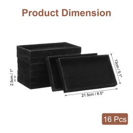 uxcell 16PCS Jewelry Organizer Tray Stackable, Wooden Jewelry Containers Velvet Drawer Organizer Inserts Holder for Earrings Necklaces Rings Bracelet (8.5" x 5.1" x 1" Black)