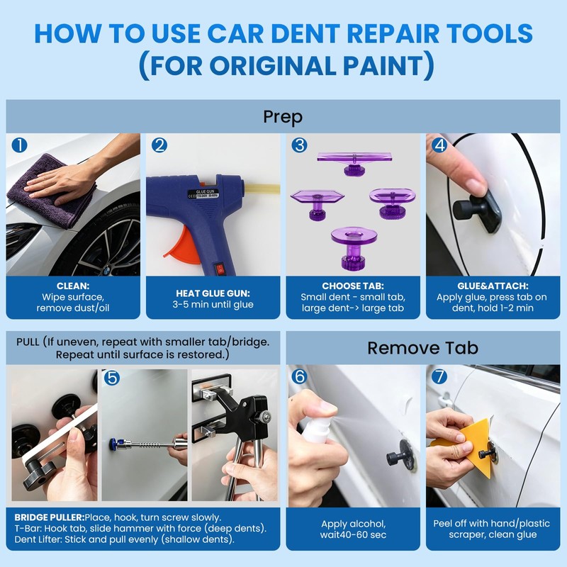 lootaan Paintless Dent Repair Kit, 154PCS Dent Puller kit,Dent Removal