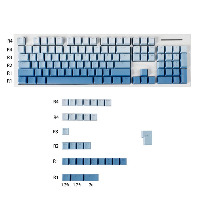 YMDK Gradient Keycaps Thick PBT Keycap, Top Lit Shine Through