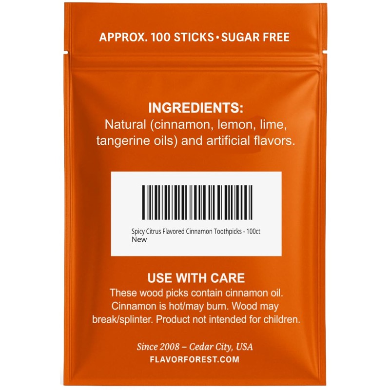 Spicy Citrus Flavored Cinnamon Toothpicks - 100ct