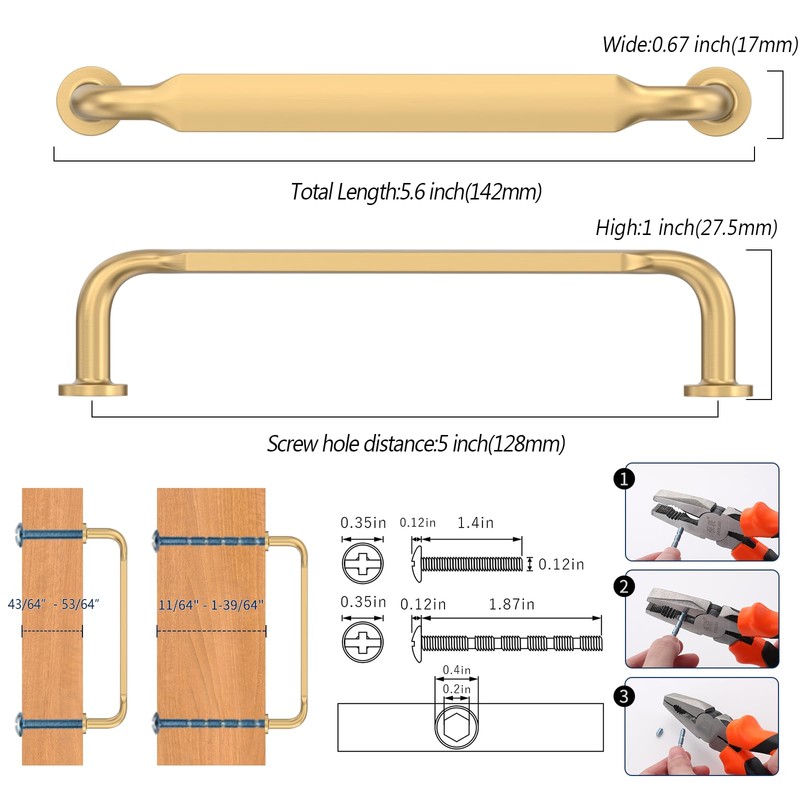 ROMATEE 10 Pack Champagne Bronze Cabinet Pull 5 Inch(128mm) Kitchen