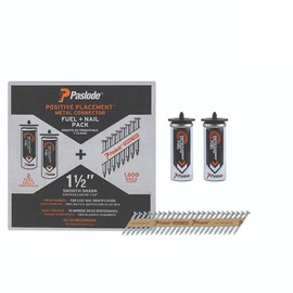 Paslode Positive Placement Metal Connector Fuel & Nail Pack - 1.5 inch x .131 Gauge - 2 Fuel Cells - 1,600 Heat Treated Nails - Building Code Recognized