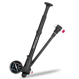 QYINXIU 2 in 1 Bike Tire Pump & Shock Pump with Pressure Gauge, Mini Hand Bike Pump Portable, 300PSI Bicycle Air Pump for Mountain, Road Bikes and Motorcycle