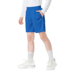 QBK Toddler to Youth Athletic Shorts for Boys and Girls Soccer Basketball Sports (Blue,4T)