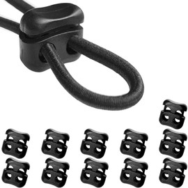 DLLM Cord Stopper, Small, Lightweight, Cord Lock, Elastic Cord, Paracord 2 Holes, Inner Hole, 0.14 inch (3.5 mm), Strong Spring, String Fastening, Bicycle Backpack, Clothes, Shoes, 12 Pieces, Small