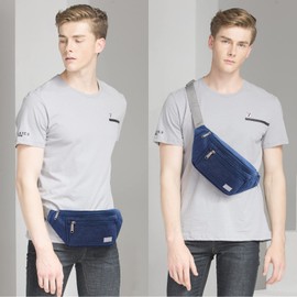 TINYAT Large Fanny Pack Travel Waist Bag Lightweight for Men&Women with Adjustable Strap T206, Blue, One Size, Sports