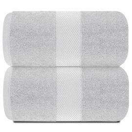 White Classic Luxury Soft Bath Sheet Towels - 650 GSM Cotton Luxury Bath Towels Extra Large 35x70 | Highly Absorbent and Quick Dry | Hotel Collection Extra Large Bath Towels Oversized, Silver, 2 Pack