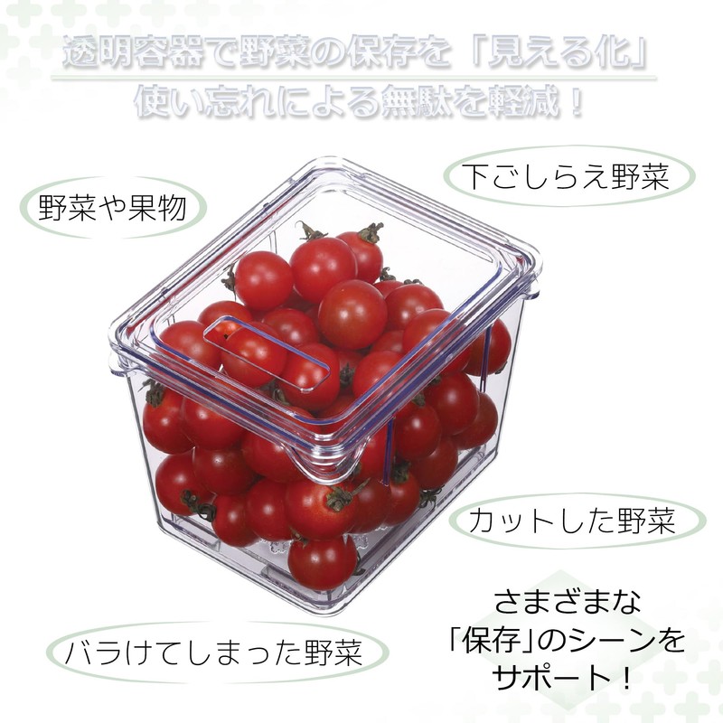 Kokubo KK-646 Transparent Vegetable Storage Container with Grate, Small, Made