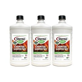 Sterno Fire Starter Ethanol Gel Green - Charcoal Lighter Fluid Fuel - Concentrated Ethanol Fuel for Tabletop Fireplace - All-Weather Ethanol Burner for Indoor & Outdoor, 22 Oz Each, Pack of 3 Bottles