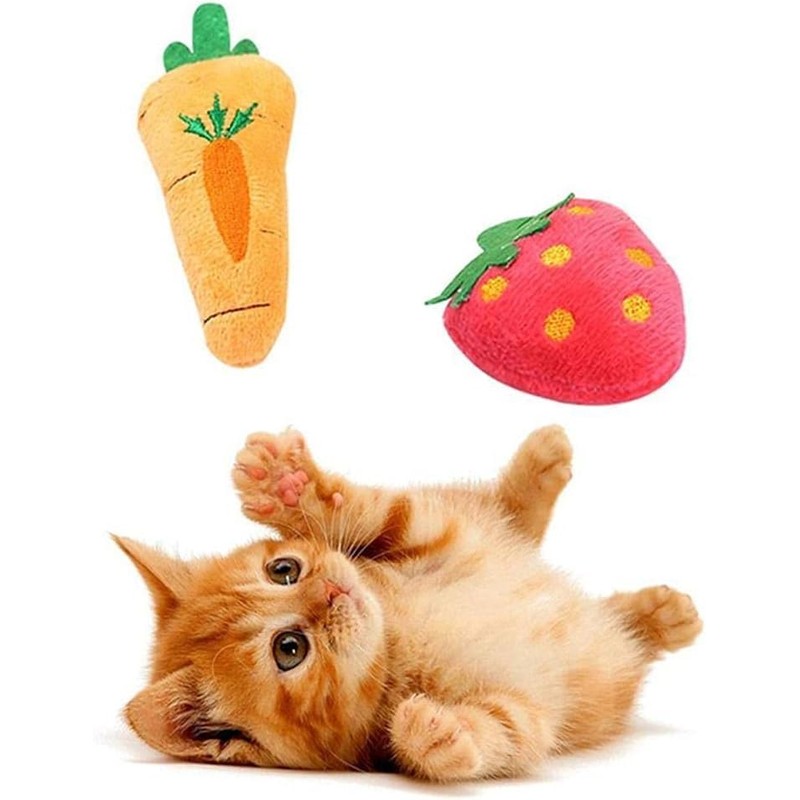 Jowxsx Strawberry Teeth Grinding Catnip Toys Funny Interactive Fruit Plush