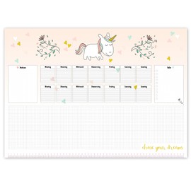 PRIMUS PRINT - Unicorn Desk Pad Paper - DIN A2 Underlay Desk - Tear-Off Pad - 80 g Thick Natural Paper - Sturdy Cardboard Back - 25 Sheets - [Motif: Astronaut without Skirtboard]