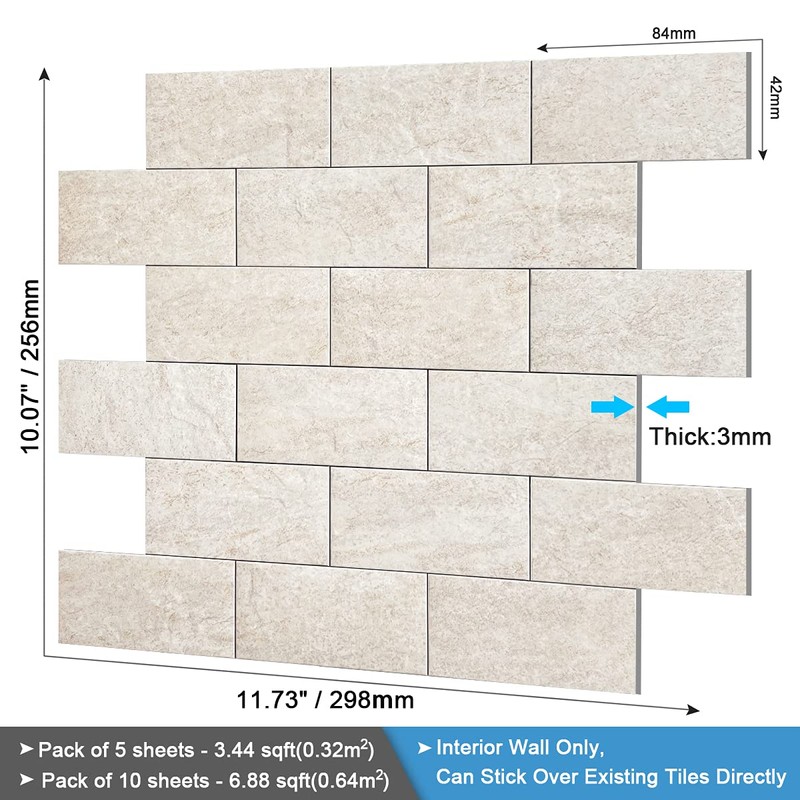 BeNice Peel and Stick Backsplash for Kitchen,Bathroom Wall Backsplash Tile