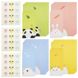ZoZoMaiy 24 PCS Cute Stationery Paper with 12 PCS Envelops Lined Stationery Paper Set Kawaii Writing Stationery Paper Animal Stationery Paper for Children,Student and Office Supply