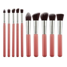 Glamouroui Foundation, Eyeshadow Makeup Brush Set, Pink (Set Of 10)
