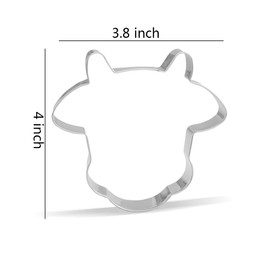 4 inch Cow Face Cookie Cutter - Stainless Steel
